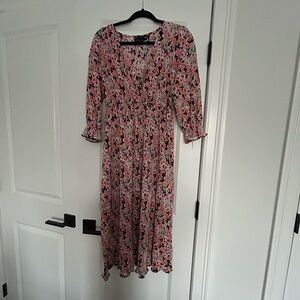 ASOS Pink and Black Floral Long Sleeve Dress